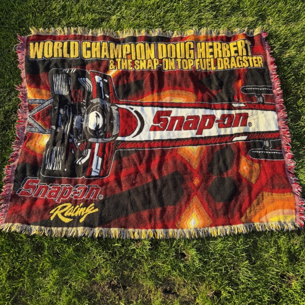 Vintage Snap-on Racing Doug Herbert Top Fuel Dragster Woven Tapestry Blanket USA
